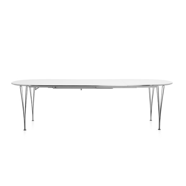 Fritz hansen super ellipse bord, hvid laminat m. alu kant, 100x180 ...