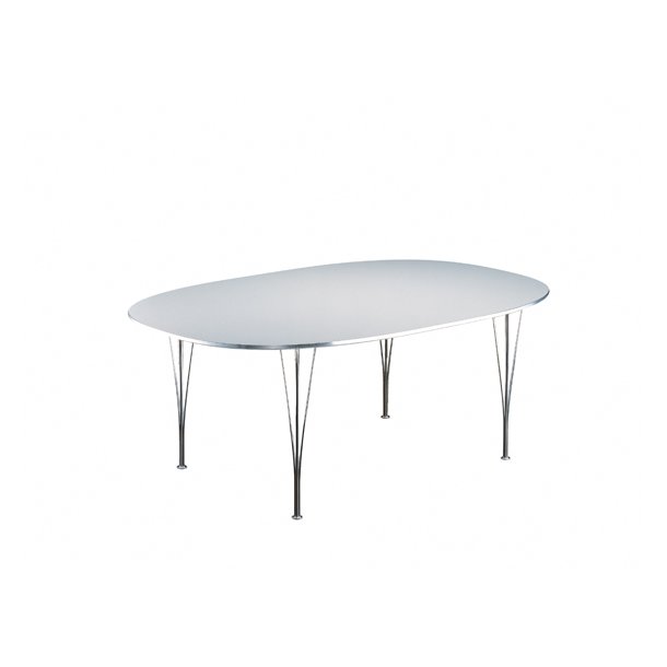 Fritz hansen super ellipse bord, hvid laminat m. alu kant, 90x135 cm